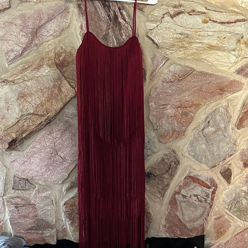 Commense Florence Fringed Open Back Short Dress size medium - Picture 3 of 6